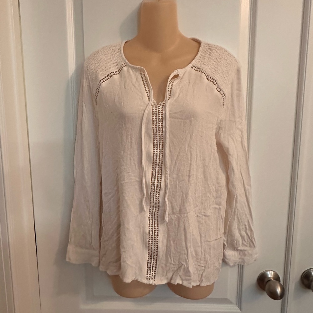 Jack‎ By Bb Dakota  Ivory Cream Long Sleeve Tunic Blouse Capsule Coastal
